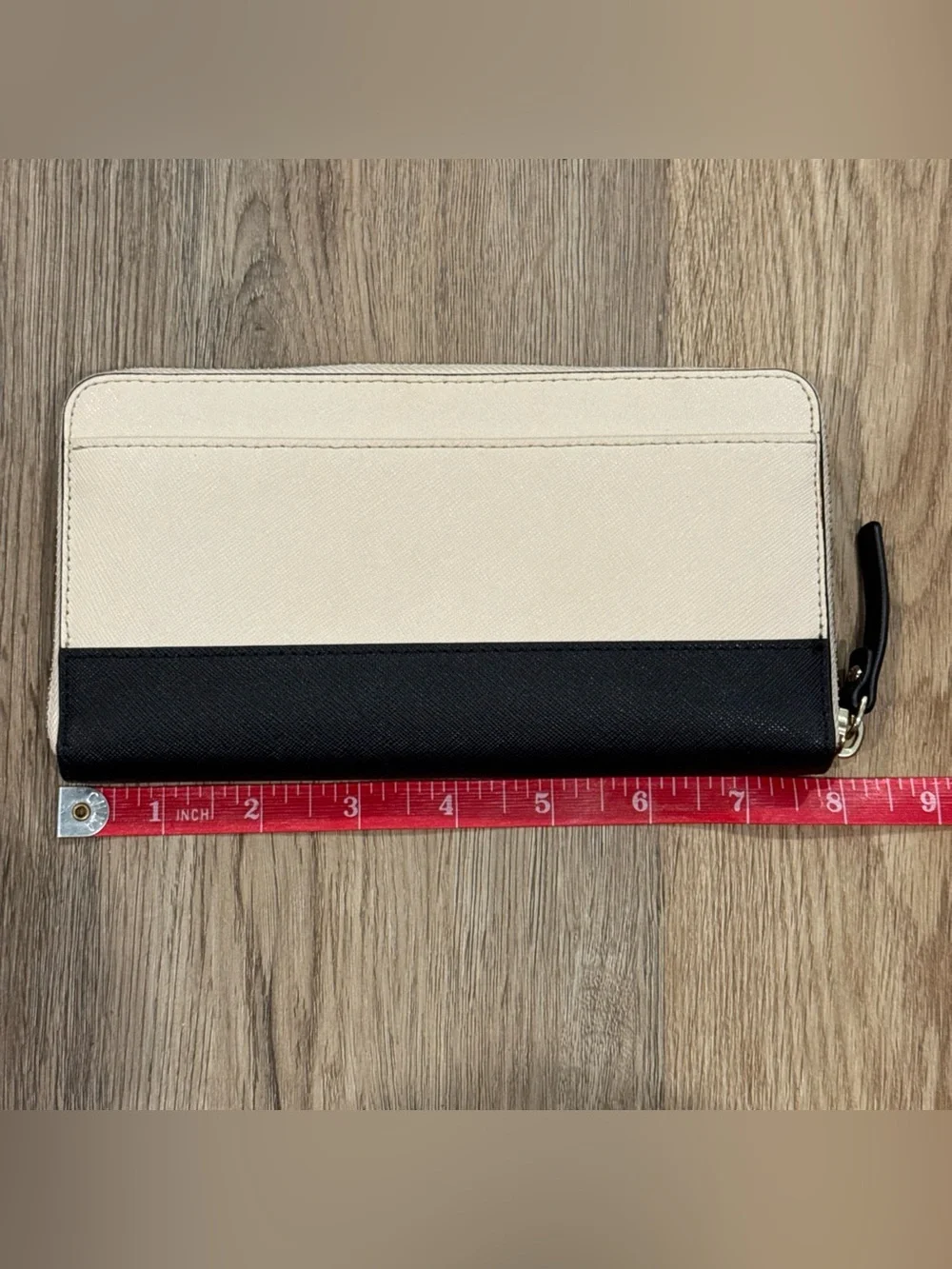kate spade Cream and Black Zip-Around Wristlet Wallet